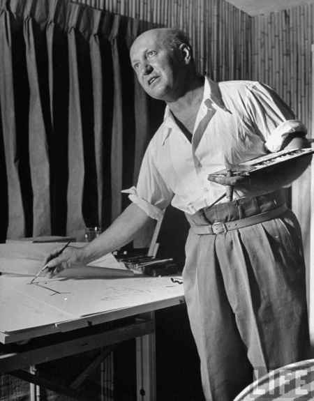 Ludwig Bemelamsn dans son atelier en 1945, par Walter Sanders